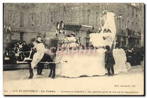 Cartes postales Carnaval Aix en Provence Le Corso Jumeaux et jumelles et leur premier point de vue sur la repopu