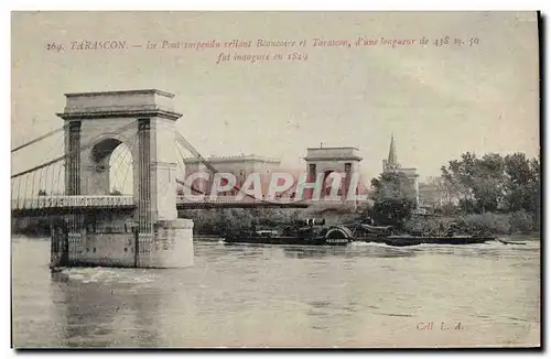 Cartes postales Pont Tarascon Le pont suspendu reliant Beaucaire et Tarascon