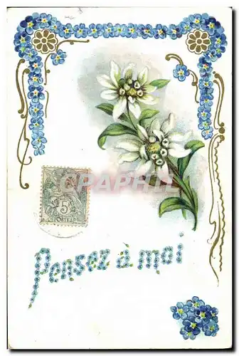 Cartes postales Fantaisie Fleurs Pensez a moi