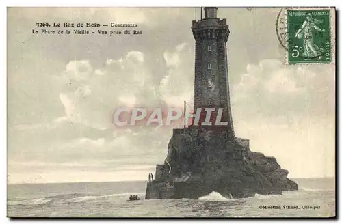 Cartes postales Phare Le Raz de Sein Gorlebella Le phare de la Vieille Vue prise du Raz