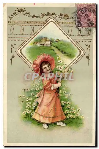 Cartes postales Fantaisie Fleurs Enfant