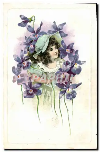 Cartes postales Fantaisie Fleurs Enfant