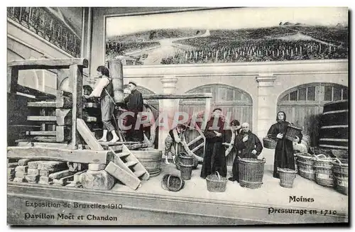 Cartes postales Folklore Vin Vendange Champagne Exposition de Bruxelles 1910 Pavillon Moet & Chandon Moines Pres