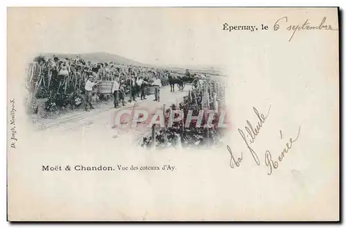 Cartes postales Folklore Vin Vendange Champagne Epernay Moet & Chandon Vue des coteaux d&#39Ay