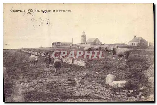 Cartes postales Phare Granville Le Roc Le phare et la poudriere Moutons