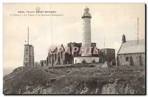 Cartes postales Phare Saint Mathieu L&#39abbaye Le phare et le nouveau semaphore