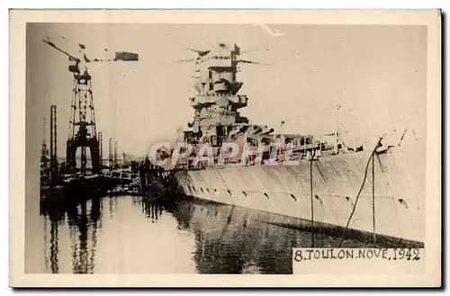 Cartes postales Militaria Bateau de guerre Toulon Novembre 1942