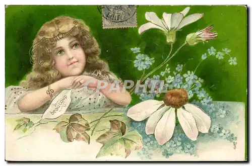 Cartes postales Fantaisie Fleurs Enfant