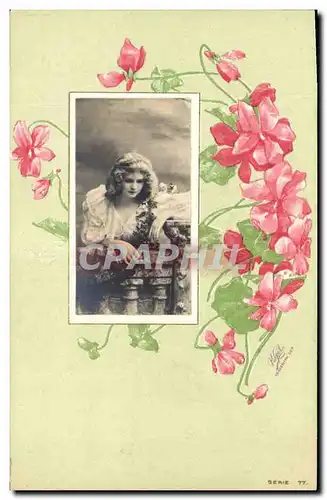 Cartes postales Fantaisie Fleurs Femme