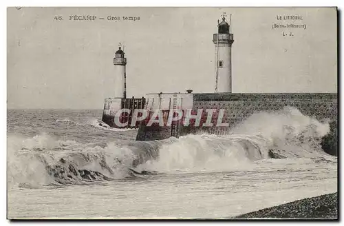 Cartes postales Phare Fecamp Gros temps