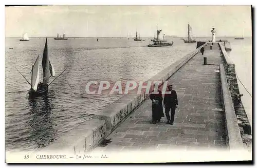 Cartes postales Phare Cherbourg La jetee Bateaux