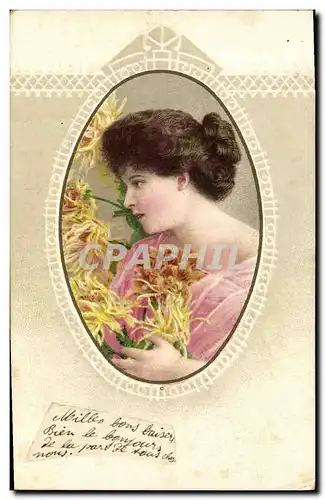 Cartes postales Fantaisie Fleurs Femme