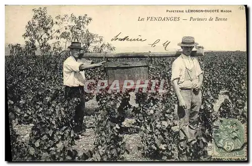 Cartes postales Vin Vendanges Porteurs de Benne TOP