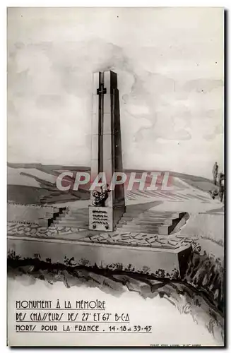 Cartes postales moderne Militaria Monument a la Memoire des Chasseurs des 27 et 67eme BCA