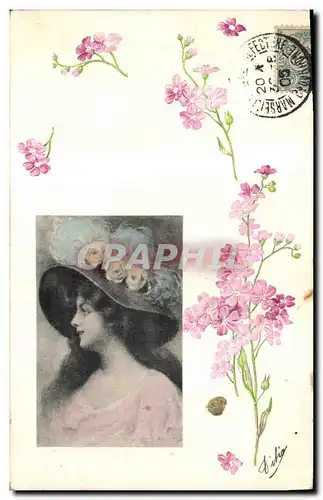 Cartes postales Fantaisie Fleurs Femme