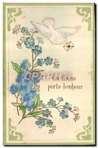 Cartes postales Fantaisie Fleurs Colombe