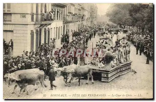 Cartes postales Vin Bordeaux Fete des Vendanges Le char de Ceres