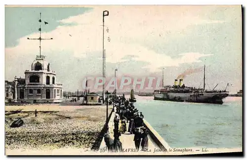 Cartes postales Le Havre La jetee et le semaphore Bateau