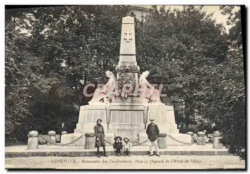 Cartes postales Militaria Guerre de 1870 Luneville Monument des Combattants Square de l&#39Hotel de ville