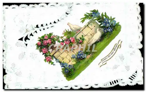 Cartes postales Fantaisie Fleurs Colombe