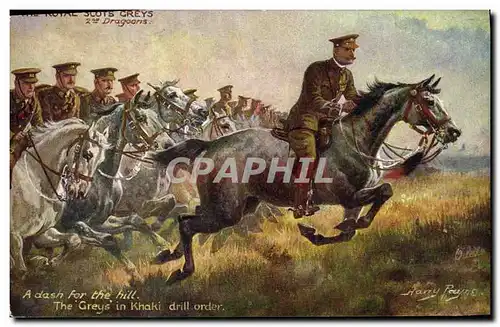 Cartes postales Militaria The Royal Scots Grey 2nd Dragons A dash from the hill The greys in khaki drill order