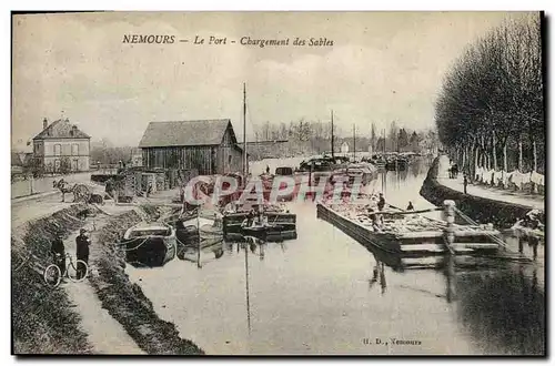 Cartes postales Ardoisieres Nemours Le port Chargement des sables Peniches Bateaux