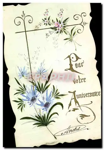 Cartes postales Fantaisie Fleurs (dessin a la main)