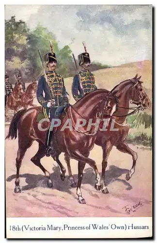 Cartes postales Militaria 18th Victoria Mary Princess of Wales Own Hussars