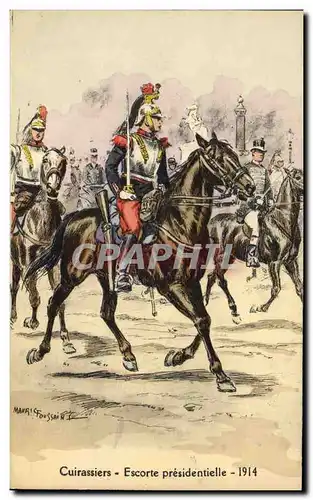 Cartes postales Militaria Cuirassiers Escorte presidentielle 1914