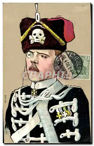 Cartes postales Militaria Officier Tete de mort Medaillles