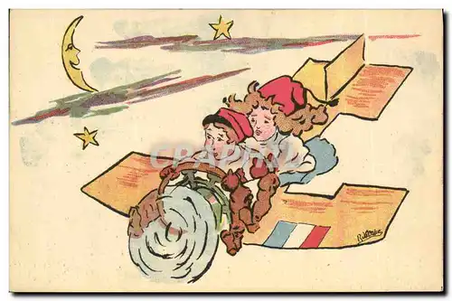 Cartes postales Militaria Orphelinat des Armees Enfants Avion Aviation Lune