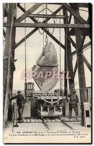 Cartes postales Carrieres Angers Carrieres d'ardoises de Trelaze Un bloc d'ardoises