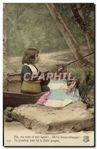 Cartes postales Fantaisie Enfants Peche Pecheur Poupee