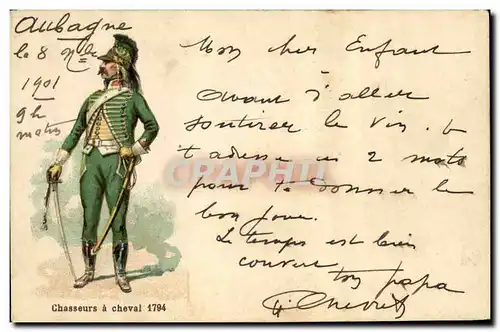 Cartes postales Militaria Chasseurs a cheval 1794