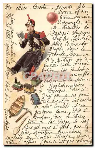 Cartes postales Militaria Officier Trains