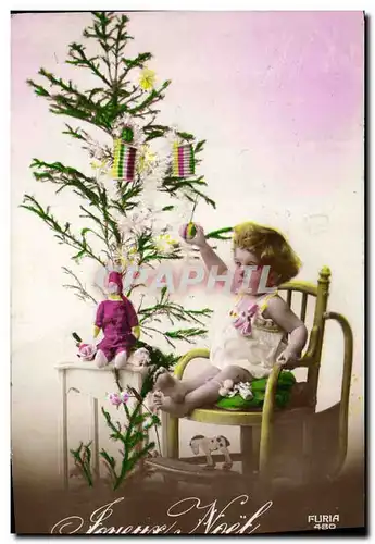 Cartes postales Fantaisie Enfant Noel Poupee