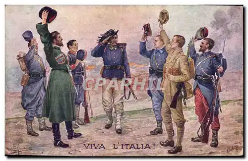 Cartes postales Militaria Viva l'Italia