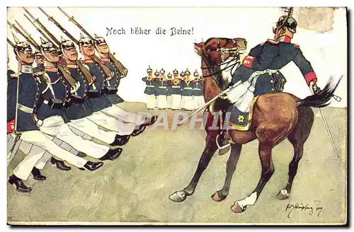 Cartes postales Militaria Noch hoher die Beine