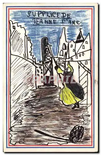 Cartes postales Fantaisie (dessin a la main ) Supplice de Jeanne d'Arc
