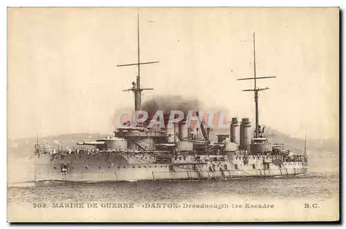 Cartes postales Bateau de guerre Marine de Guerre Danton Dreadnougth