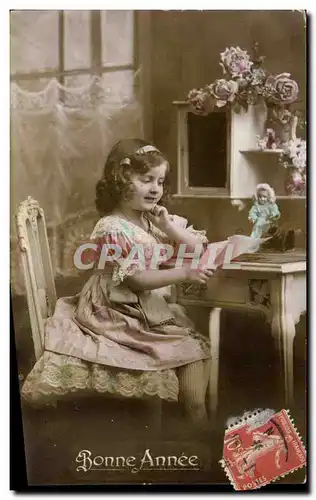 Cartes postales Fantaisie Enfant Poupee Bonne annee