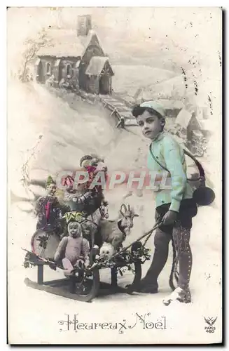 Cartes postales Fantaisie Enfant Poupee Luge Chevre