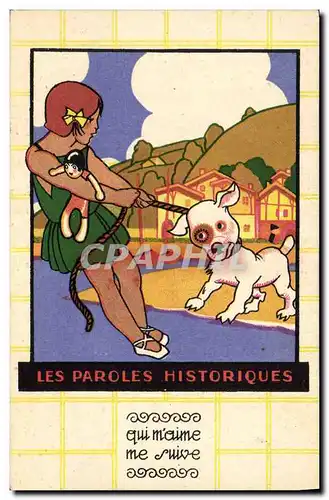 Cartes postales Fantaisie Enfant Poupee Chien