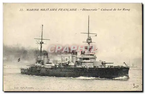 Cartes postales Bateau de guerre Democratie Cuirasse de 1er rang