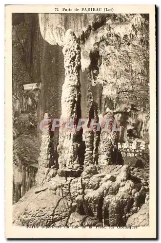 Cartes postales Grotte Grottes Puits de Padirac Partie superieure du lac de la pluie Les obelisque