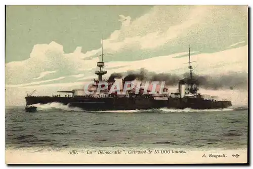 Cartes postales Bateau de Guerre La Democratie Cuirasse