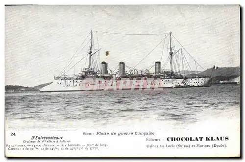 Cartes postales Bateau de Guerre D'Entrecasteaux Croiseur de 1ere classe a batterie