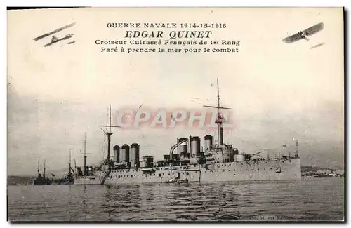 Cartes postales Bateau de Guerre Edgar Quinet Croiseur Cuirasse Francais de 1er rang Pare a prendre la mer pour