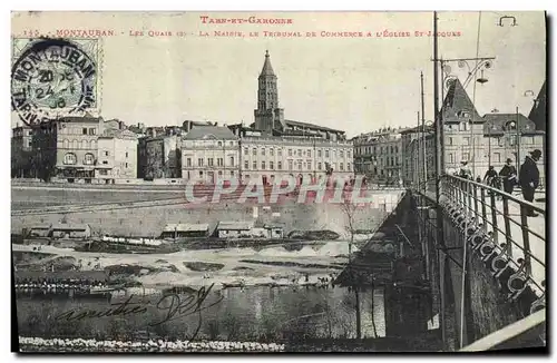 Cartes postales Tarn et Garonne Montauban les Quais la Maidie le Tribunal de commerce l'eglise St Jacques