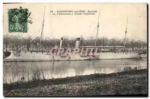 Cartes postales Bateau de Guerre Rochefort sur Mer Arsenal Le D'Estrees Aviso Torpilleur